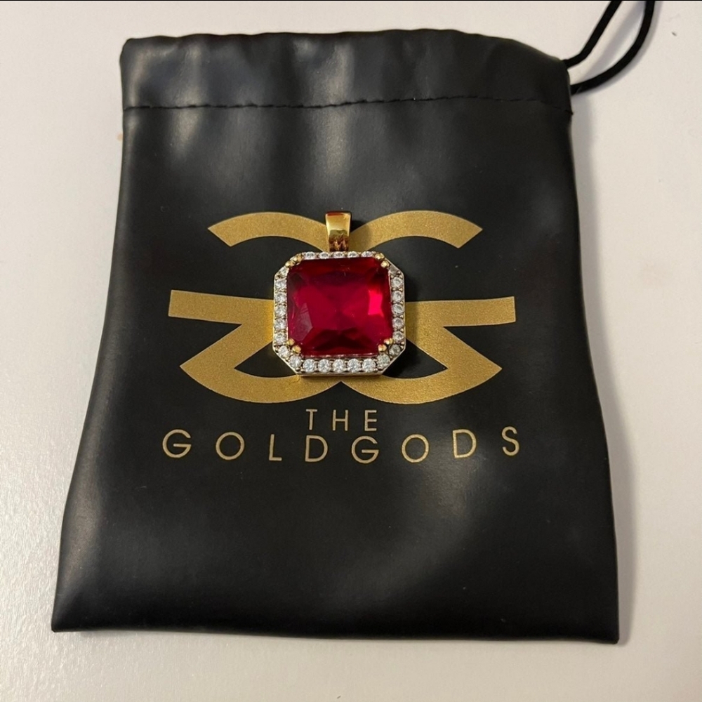 The Gold Gods Aura Ruby Red Pendant | 18k Gold Plated